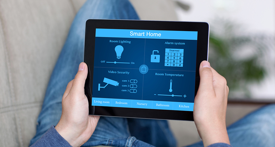 The ability to access and control security components from a mobile device is one of the top smart home trends in Pensacola. Close-up of smart home security app.